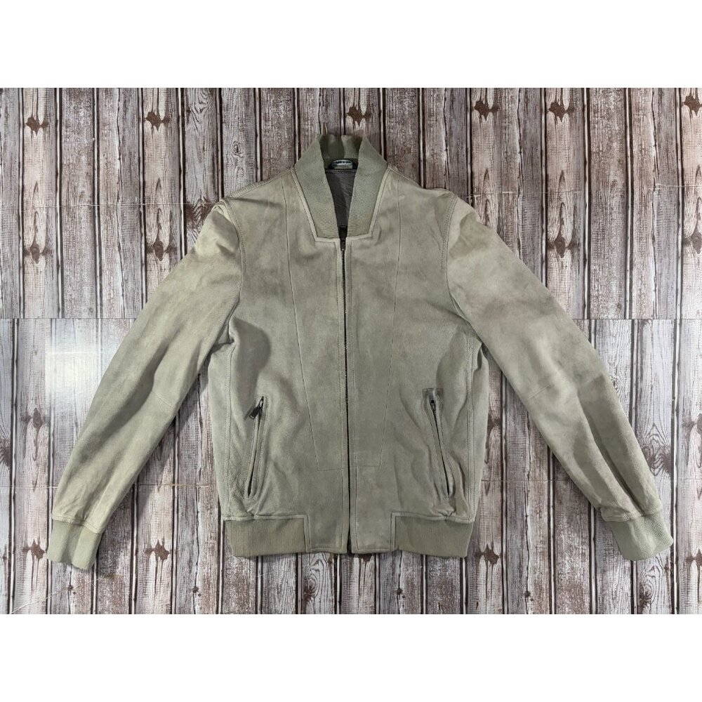 Kent And Curwen Suede Leather Bomber Jacket sz S color grey $1500 made Italy